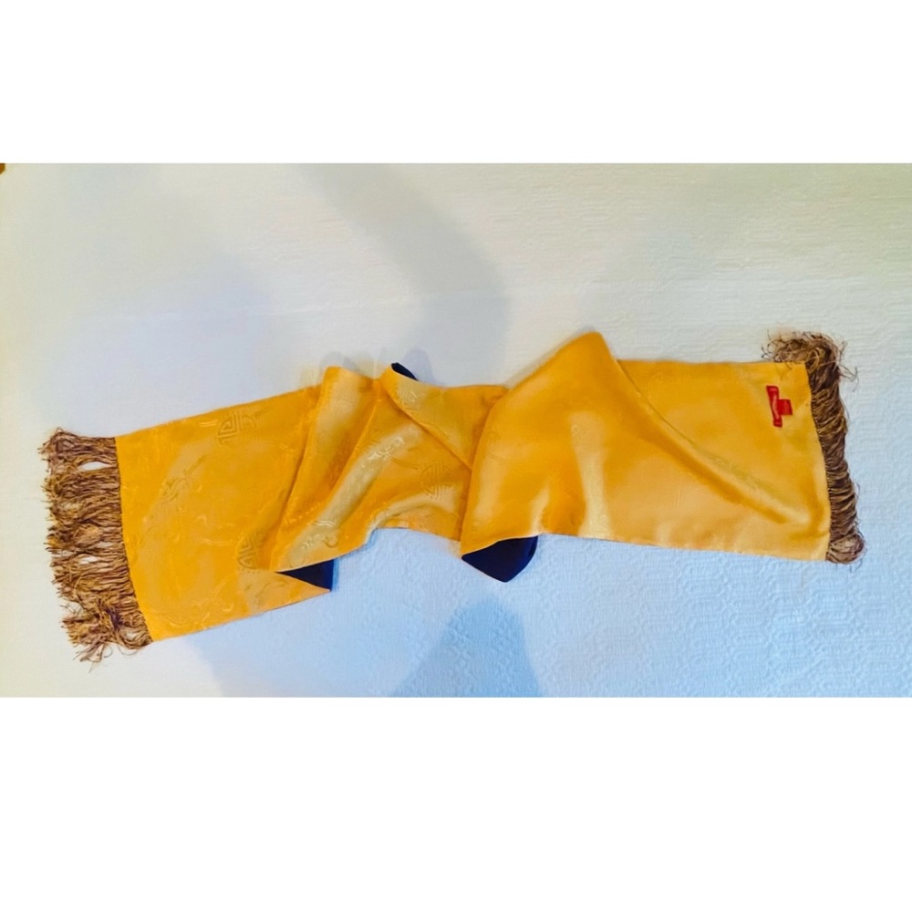 Shanghai Tang Yellow and Purple Scarf with Fringes